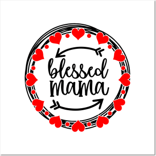 Blessed Mama Heart Circle Mothers Day Gift Posters and Art